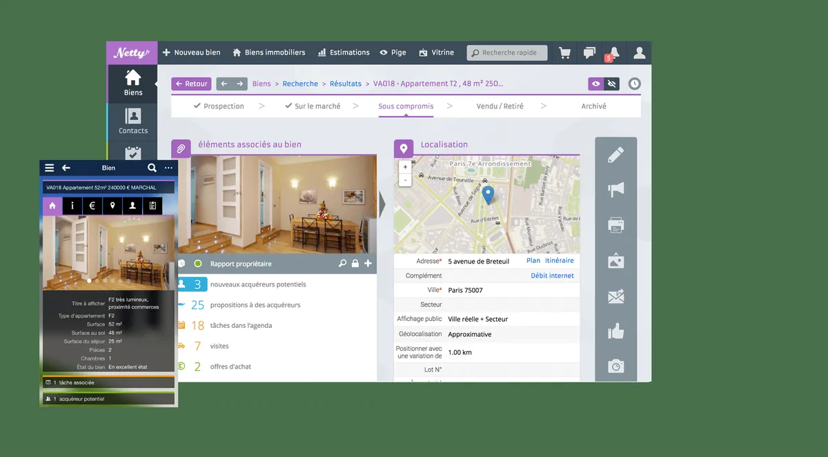 Netty : test de l'interface de ce logiciel pour l'immobilier pour entreprise Netty : test de l'interface de ce logiciel pour l'immobilier pour entreprise