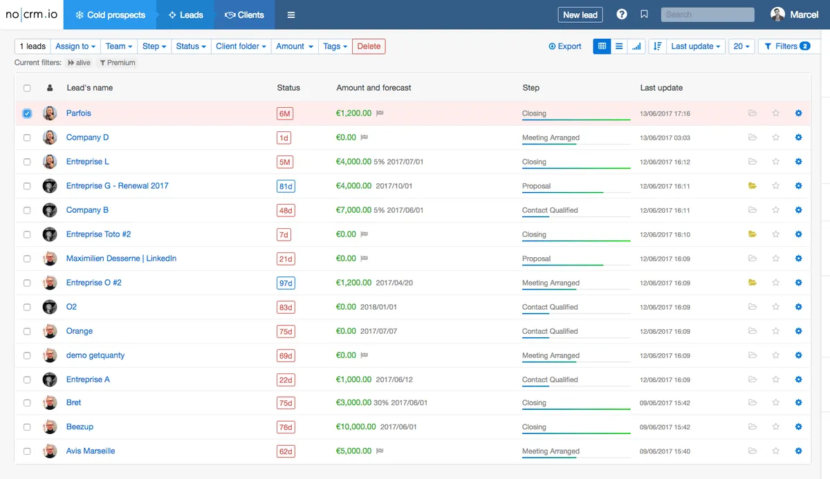 noCRM.io : test de l'interface de ce logiciel CRM pour entreprise
