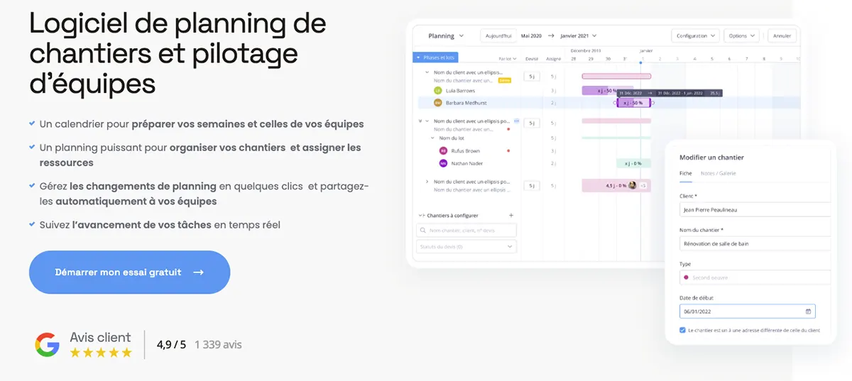 Obat : Logiciel de planning de chantiers et pilotage d'équipes Obat : Logiciel de planning de chantiers et pilotage d'équipes