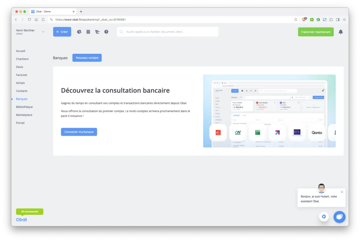 Obat : interface connexion banque Obat : interface connexion banque