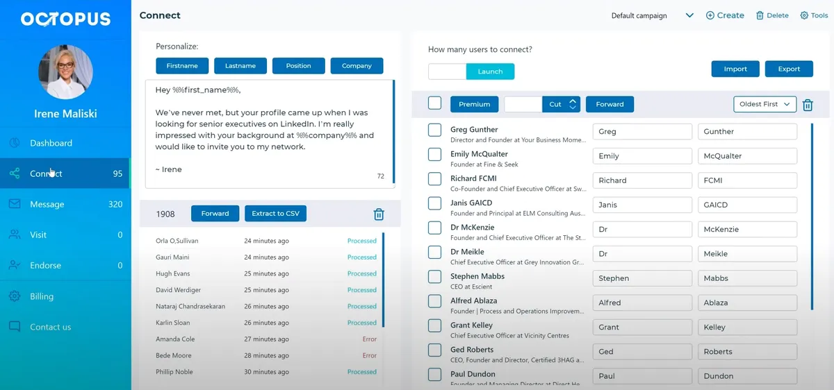 Octopus CRM : test de l'interface de ce logiciel de capture de leads pour entreprise
