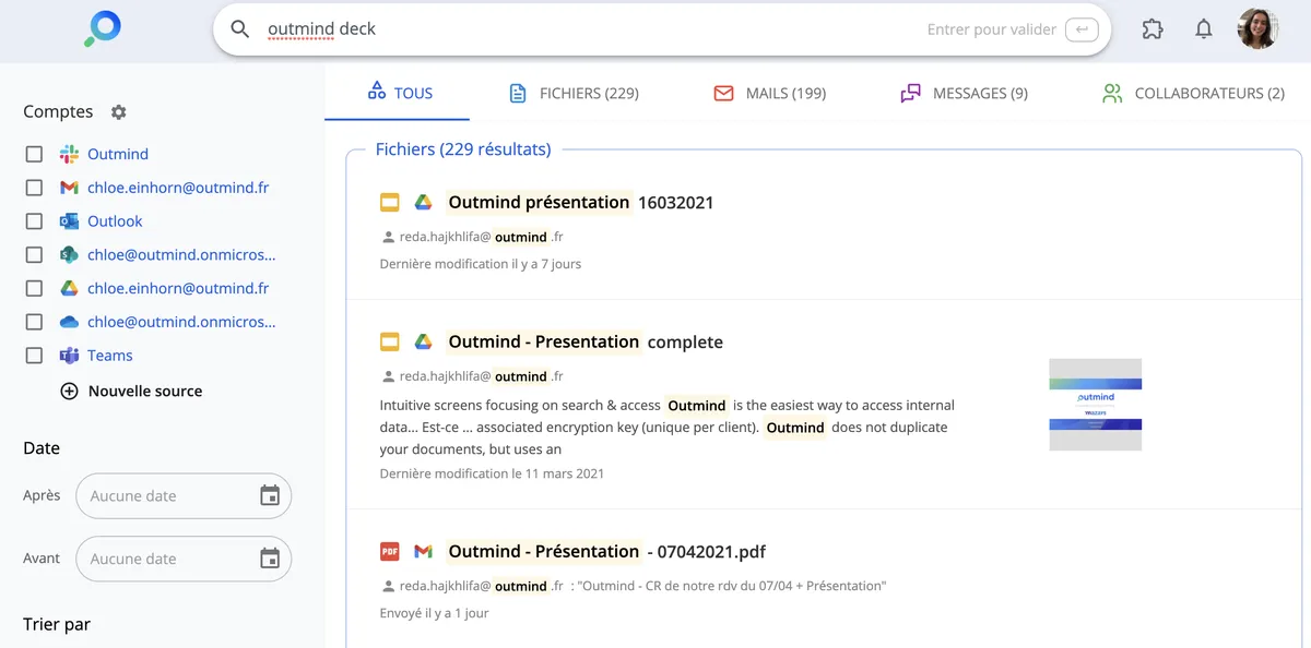 Outmind : test de l'interface de ce moteur de recherche pour entreprise pour entreprise Outmind : test de l'interface de ce moteur de recherche pour entreprise pour entreprise