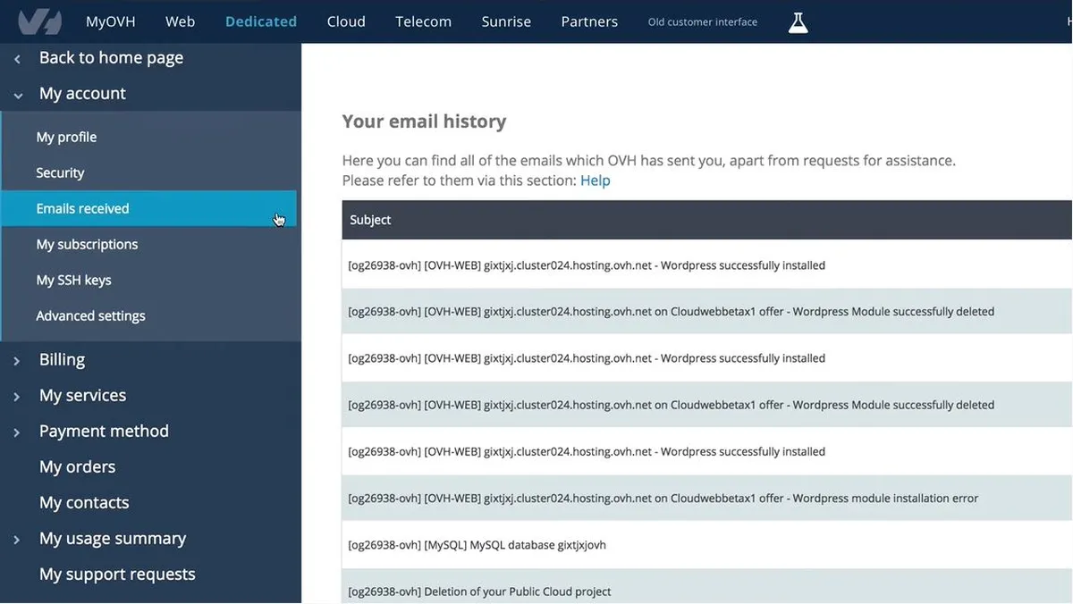 OVHCloud : test de l'interface de ce hébergeur web / gestionnaire de domaines pour entreprise OVHCloud : test de l'interface de ce hébergeur web / gestionnaire de domaines pour entreprise