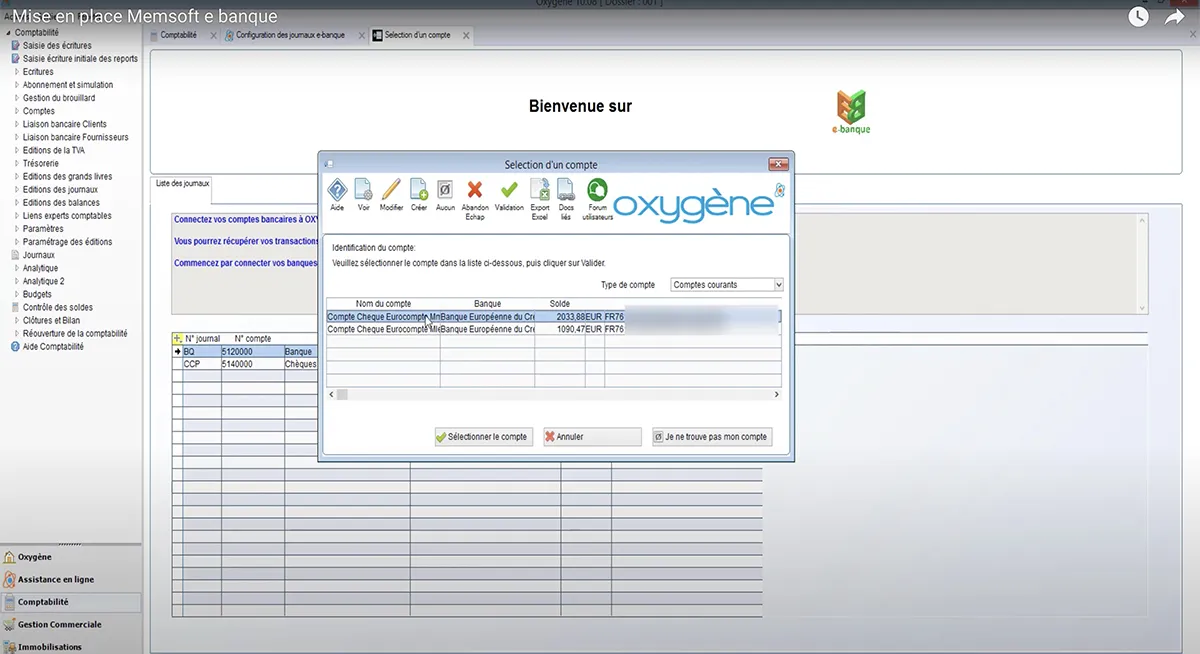 Oxygène Comptabilité : e-banque 3