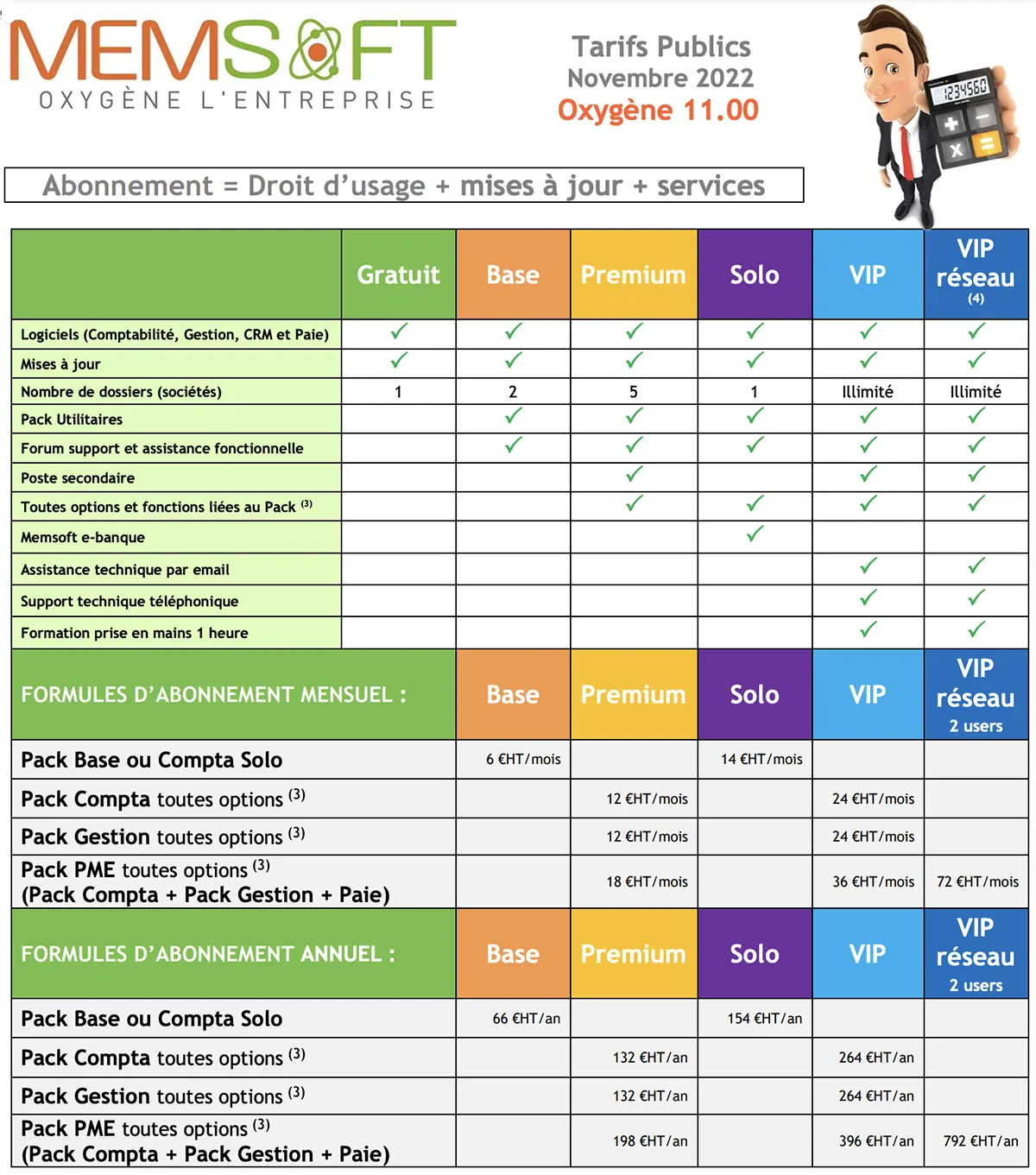 oxygene comptabilite prix abonnement