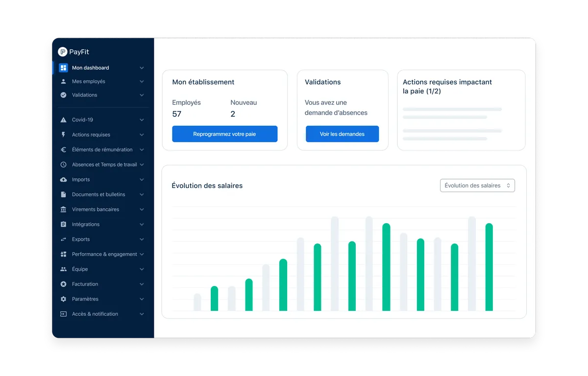 PayFit : Capture d'écran gestion de la paie PayFit : Capture d'écran gestion de la paie