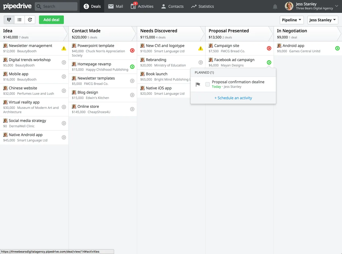 Pipedrive : test de l'interface de ce logiciel CRM pour entreprise Pipedrive : test de l'interface de ce logiciel CRM pour entreprise