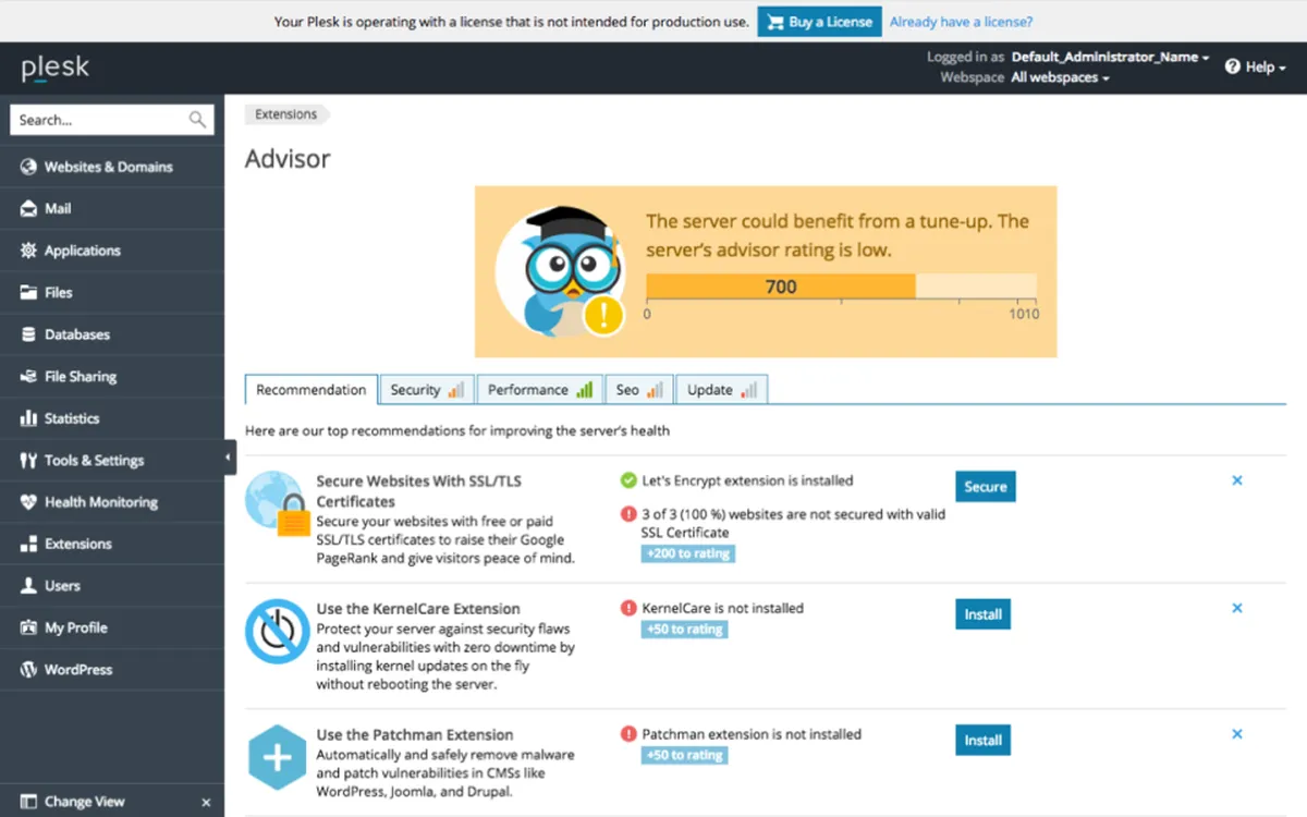 Plesk : test de l'interface de ce logiciel de gestion de serveurs pour entreprise Plesk : test de l'interface de ce logiciel de gestion de serveurs pour entreprise