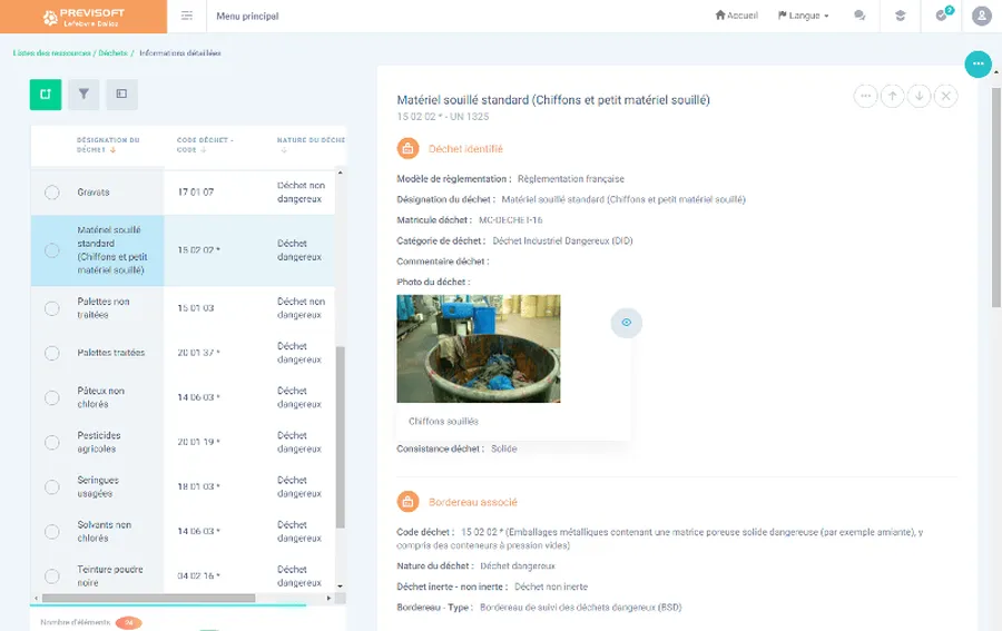 Previsoft : fonctionnalités gestion des déchets Previsoft : fonctionnalités gestion des déchets