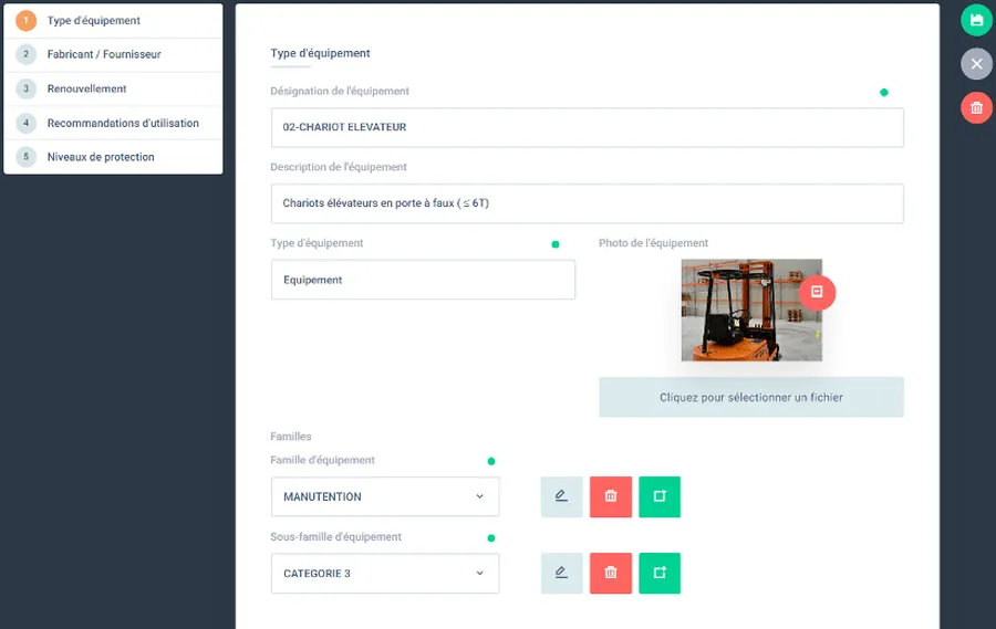 Previsoft : fonctionnalités gestion des équipements Previsoft : fonctionnalités gestion des équipements