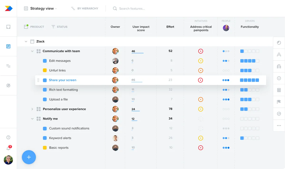 Productboard : test de l'interface de ce logiciel de roadmap pour entreprise