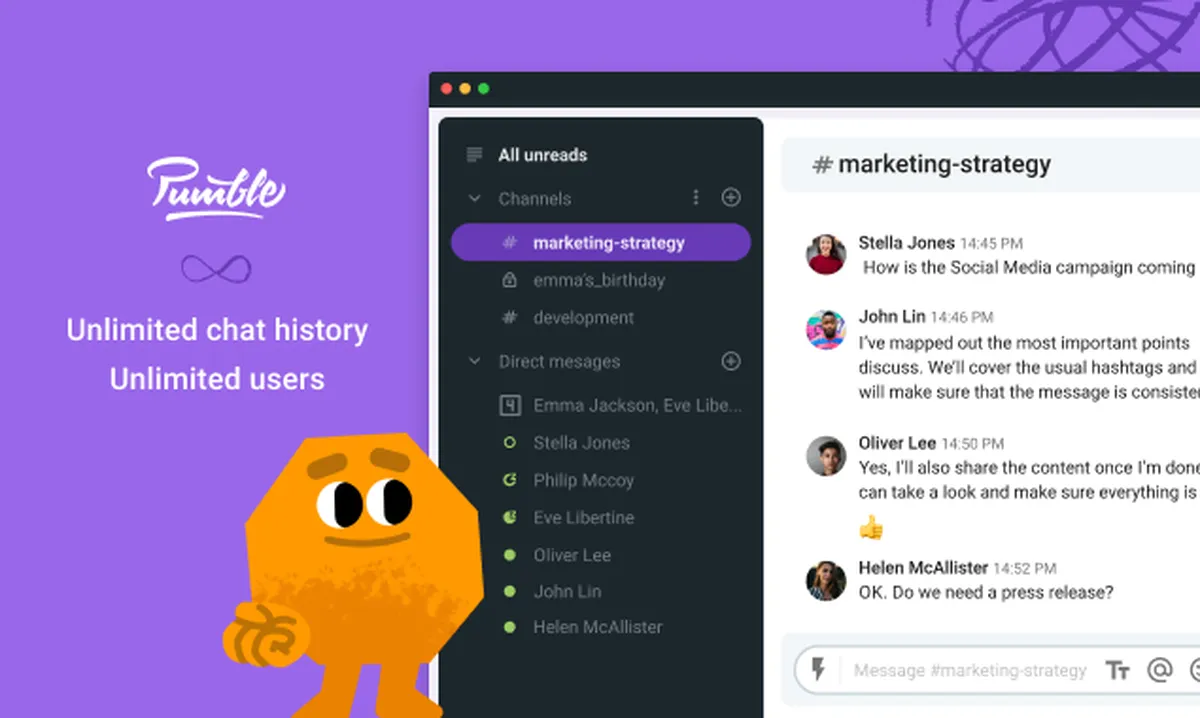 Pumble : test de l'interface de ce logiciel de communication d'équipe pour entreprise
