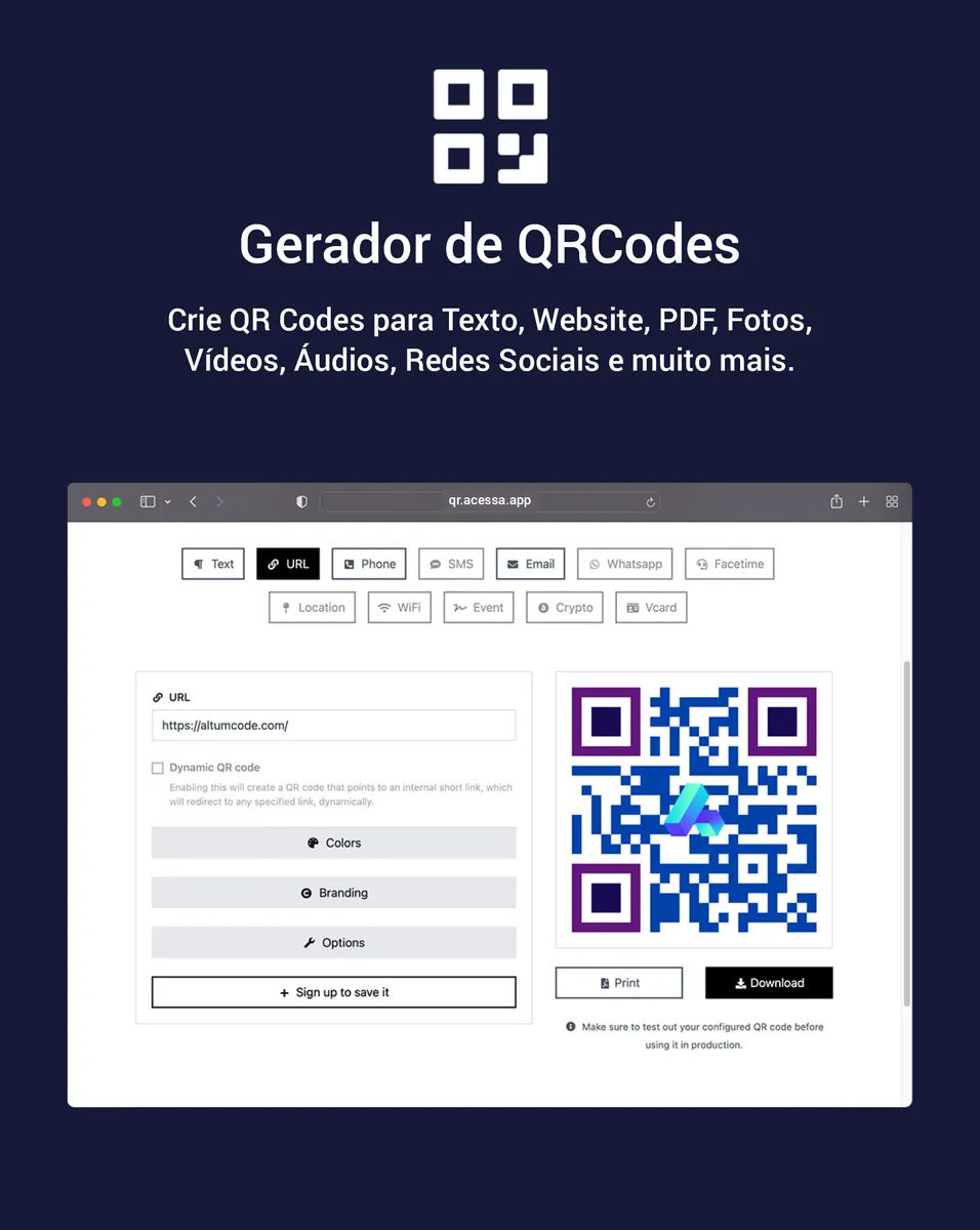 QR Code Generator : test de l'interface de ce générateur de codes QR & codes barres pour entreprise