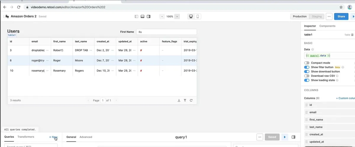 Retool : test de l'interface de ce logiciel de création d'applications pour entreprise
