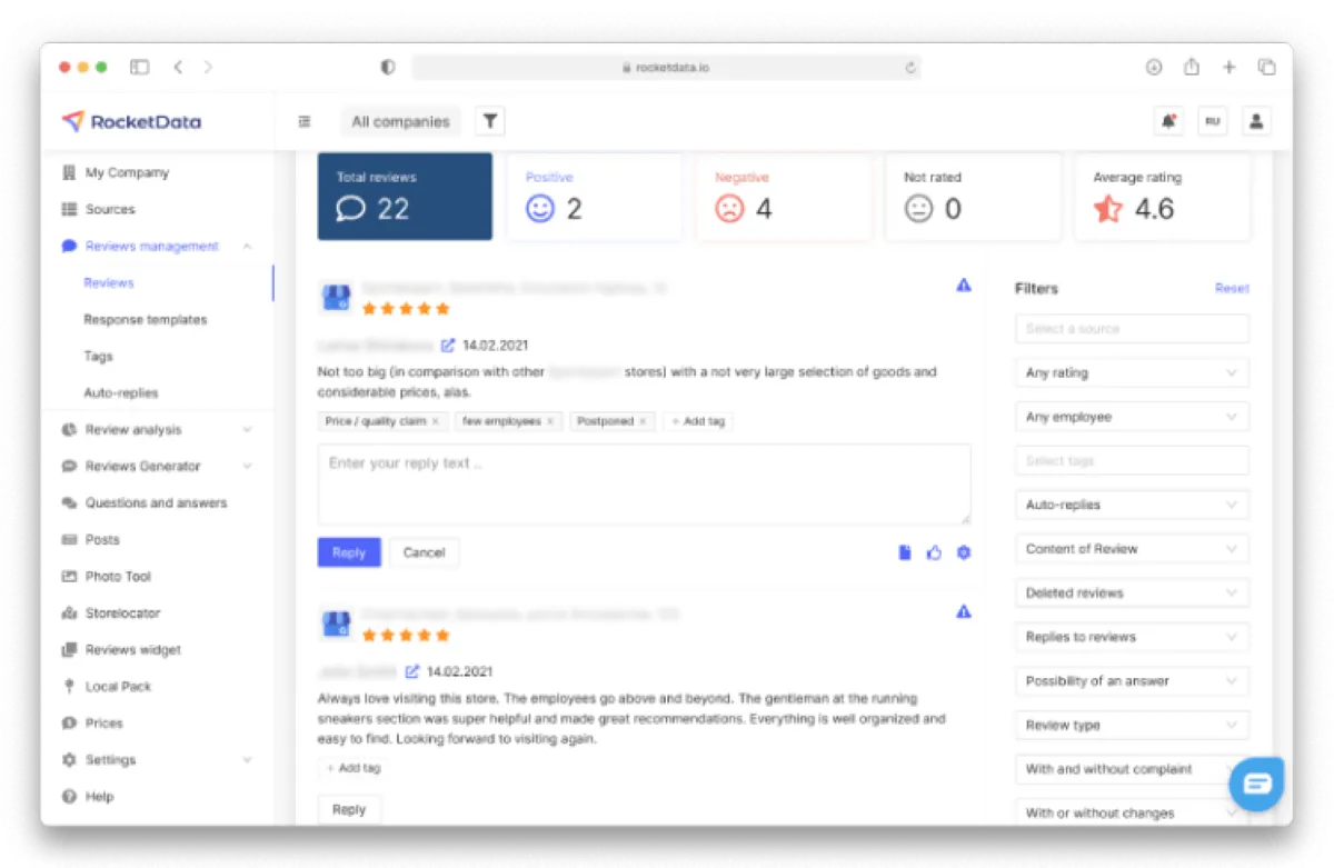 RocketData : test de l'interface de ce logiciel de référencement local pour entreprise