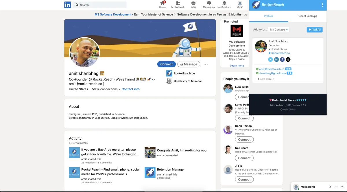 RocketReach : test de l'interface de ce logiciel de capture de leads pour entreprise RocketReach : test de l'interface de ce logiciel de capture de leads pour entreprise