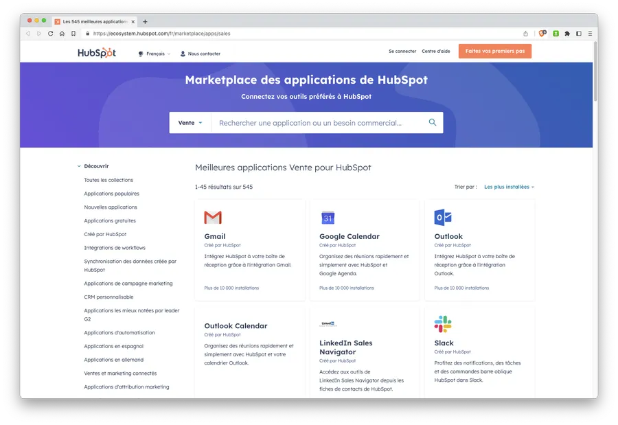 Sales Hub : la marketplace des intégrations tierces Sales Hub : la marketplace des intégrations tierces
