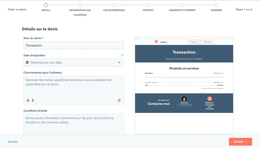 Sales Hub : fonction - gestion des devis Sales Hub : fonction - gestion des devis
