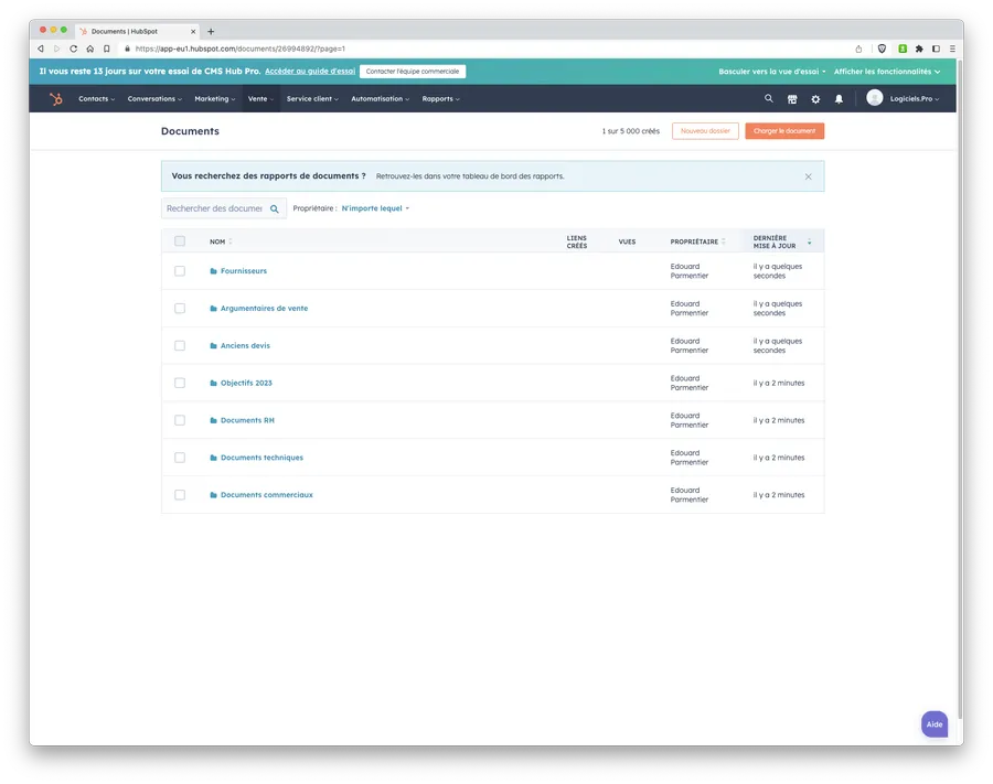 Sales Hub : fonction - gestion des documents Sales Hub : fonction - gestion des documents