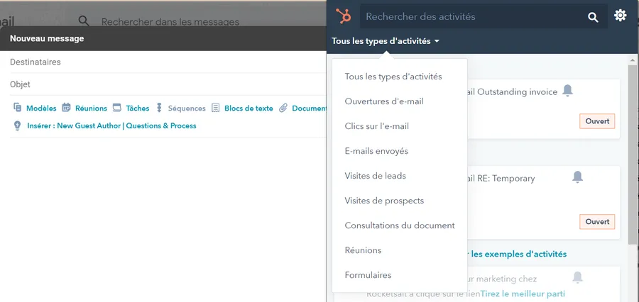 Sales Hub : fonction - gestion des emails Sales Hub : fonction - gestion des emails