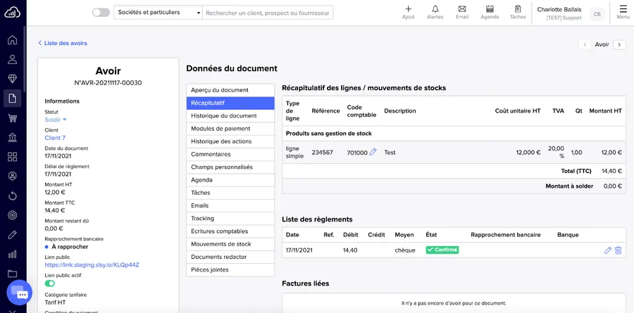 Sellsy Facturation et Gestion : aperçu gestion des avoirs Sellsy Facturation et Gestion : aperçu gestion des avoirs