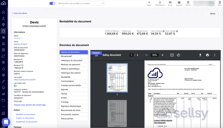 Sellsy Facturation et Gestion : aperçu créer un devis Sellsy Facturation et Gestion : aperçu créer un devis