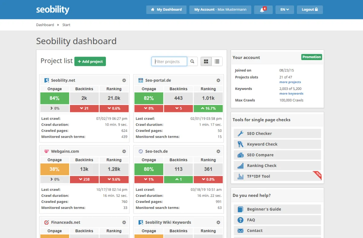 Seobility : test de l'interface de ce logiciel d'audit SEO / ranking / SERP pour entreprise Seobility : test de l'interface de ce logiciel d'audit SEO / ranking / SERP pour entreprise
