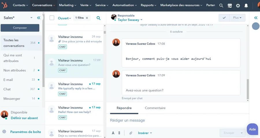 Service Hub : capture d'écran : Helpdesk Service Hub : capture d'écran : Helpdesk
