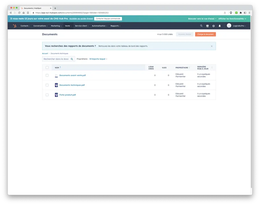 Service Hub : fonction - gestion des documents Service Hub : fonction - gestion des documents