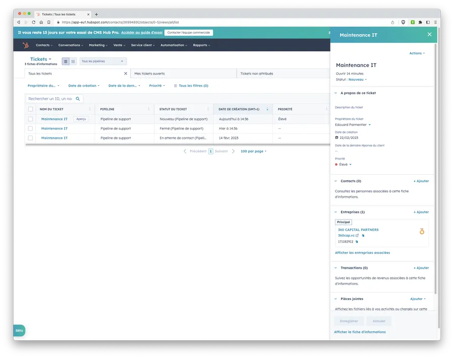 Service Hub : fonction - ticketing Service Hub : fonction - ticketing
