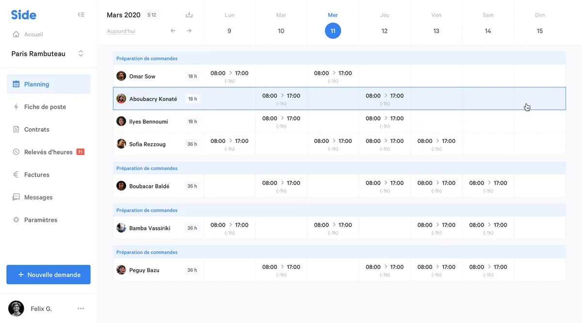 Side : test de l'interface de ce logiciel pour agence de recrutement pour entreprise Side : test de l'interface de ce logiciel pour agence de recrutement pour entreprise