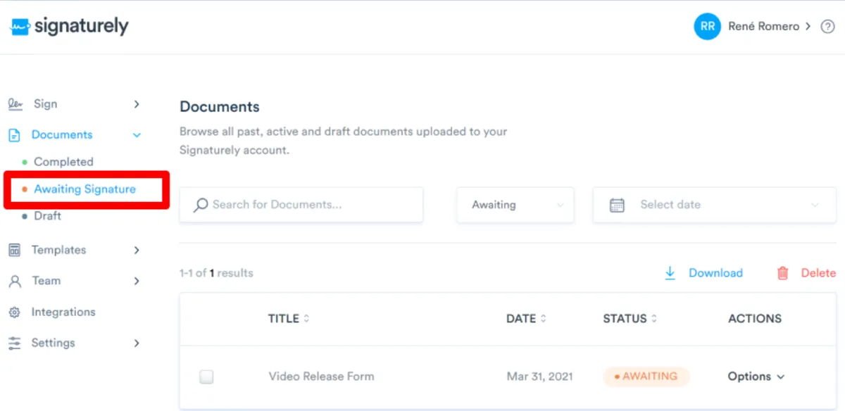 Signaturely : test de l'interface de ce logiciel de signature électronique pour entreprise Signaturely : test de l'interface de ce logiciel de signature électronique pour entreprise