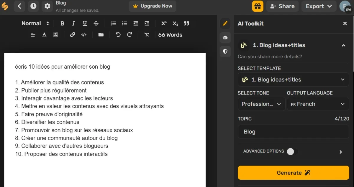 Simplified AI Writer : test de l'interface de ce générateur de texte par IA pour entreprise Simplified AI Writer : test de l'interface de ce générateur de texte par IA pour entreprise
