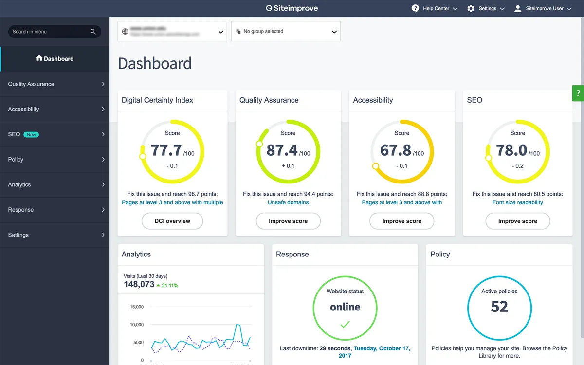 Siteimprove : test de l'interface de ce logiciel d'optimisation de site web pour entreprise Siteimprove : test de l'interface de ce logiciel d'optimisation de site web pour entreprise