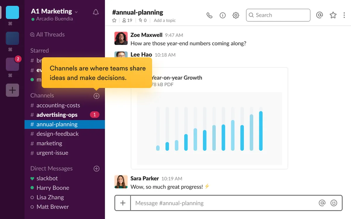 Slack : test de l'interface de ce logiciel de messagerie instantanée / live chat pour entreprise