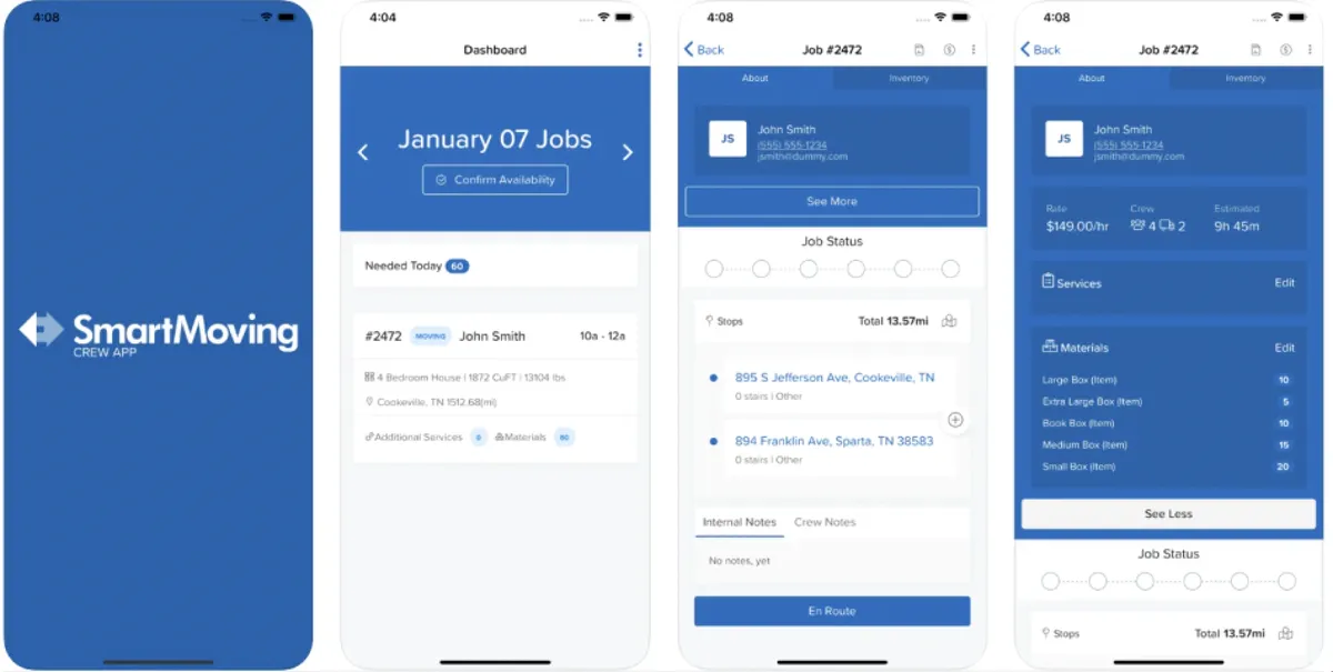 SmartMoving : test de l'interface de ce logiciel pour déménageur pour entreprise
