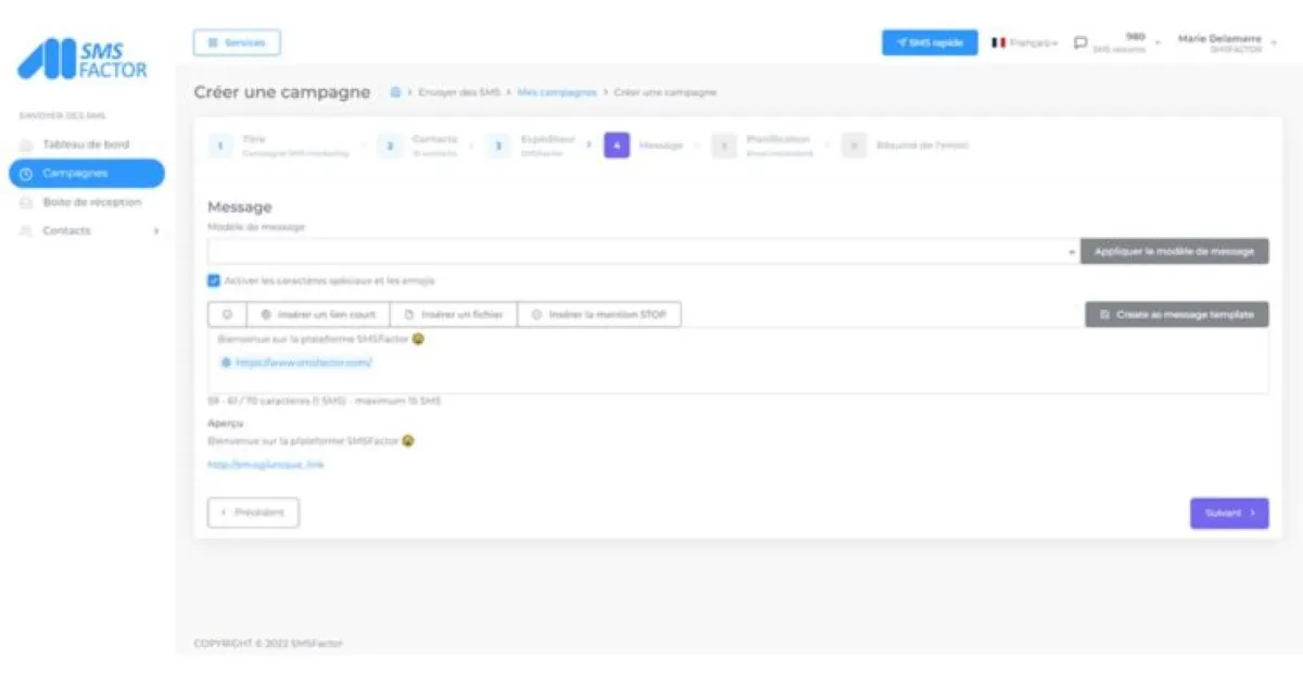 Smsfactor : test de l'interface de ce logiciel d'envoi de SMS marketing pour entreprise