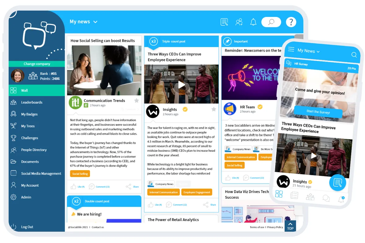 Sociabble : test de l'interface de ce logiciel de marketing RH pour entreprise