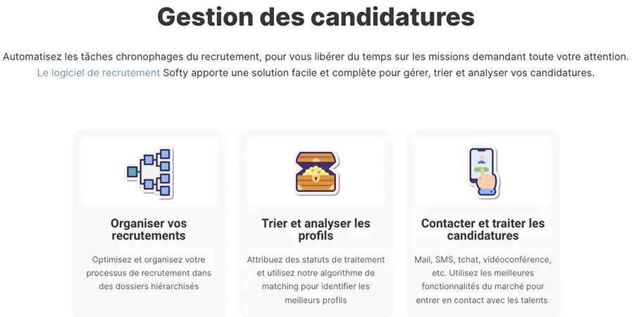 Softy : fonctionnalités gestion des candidatures