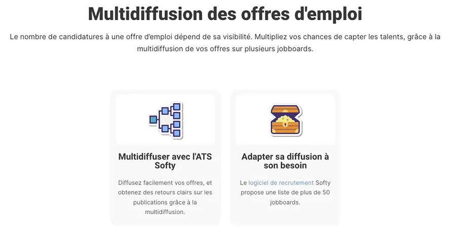 Softy : fonctionnalités multidiffusion des offres d'emploi