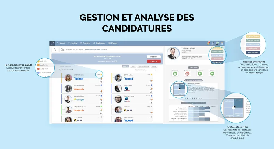 Softy : capture écran gestion candidatures