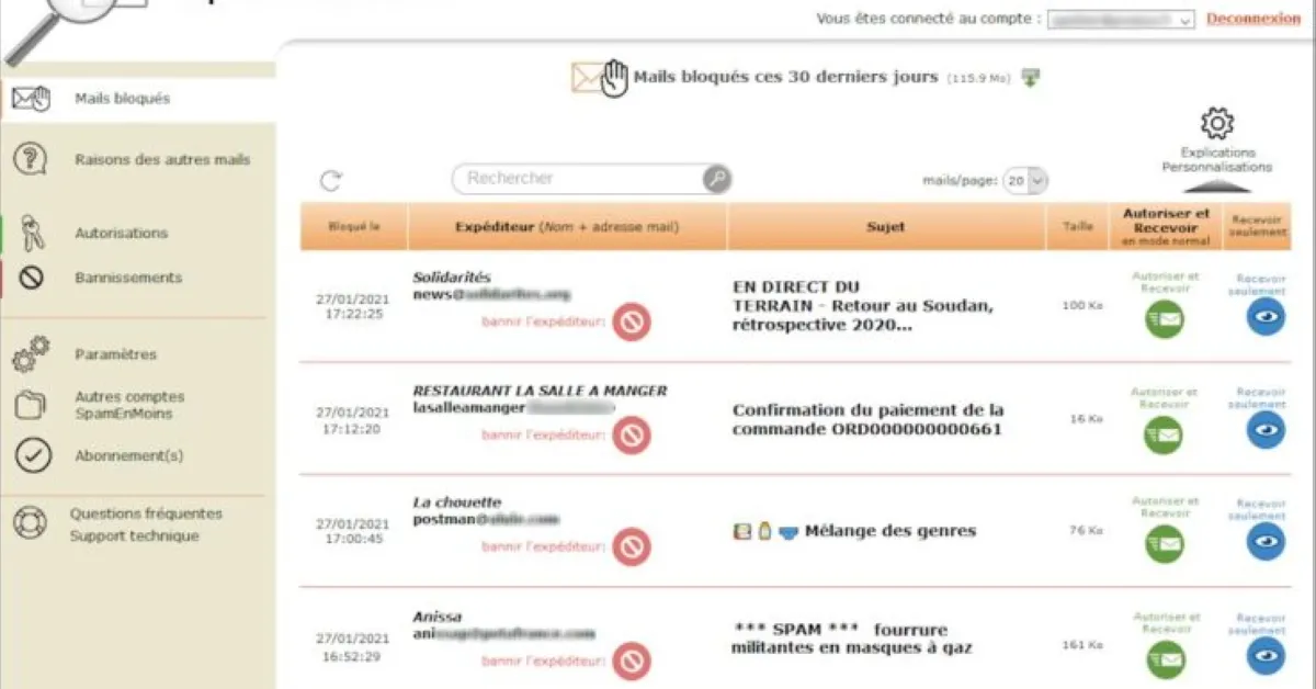 SpamEnMoins : test de l'interface de ce logiciel anti-spam / anti-phishing pour entreprise SpamEnMoins : test de l'interface de ce logiciel anti-spam / anti-phishing pour entreprise