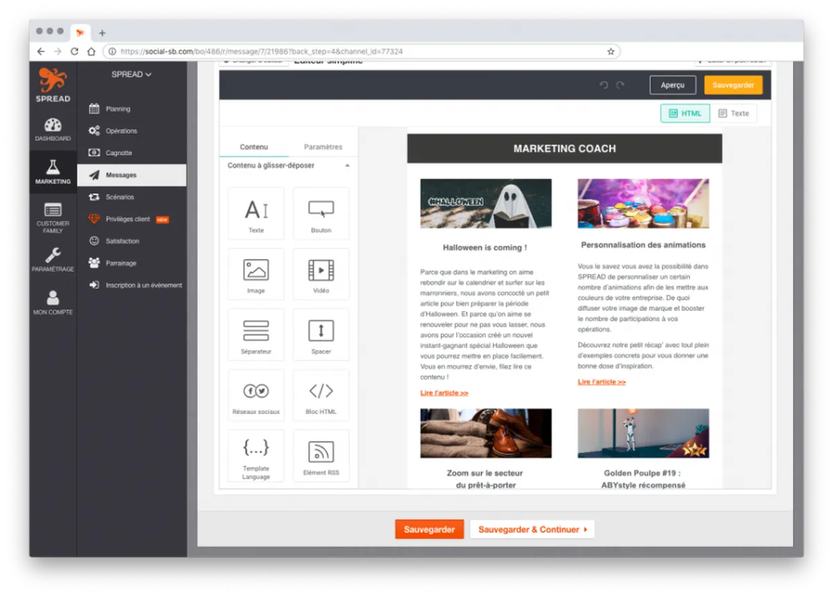 Spread : test de l'interface de ce logiciel de marketing automation pour entreprise Spread : test de l'interface de ce logiciel de marketing automation pour entreprise