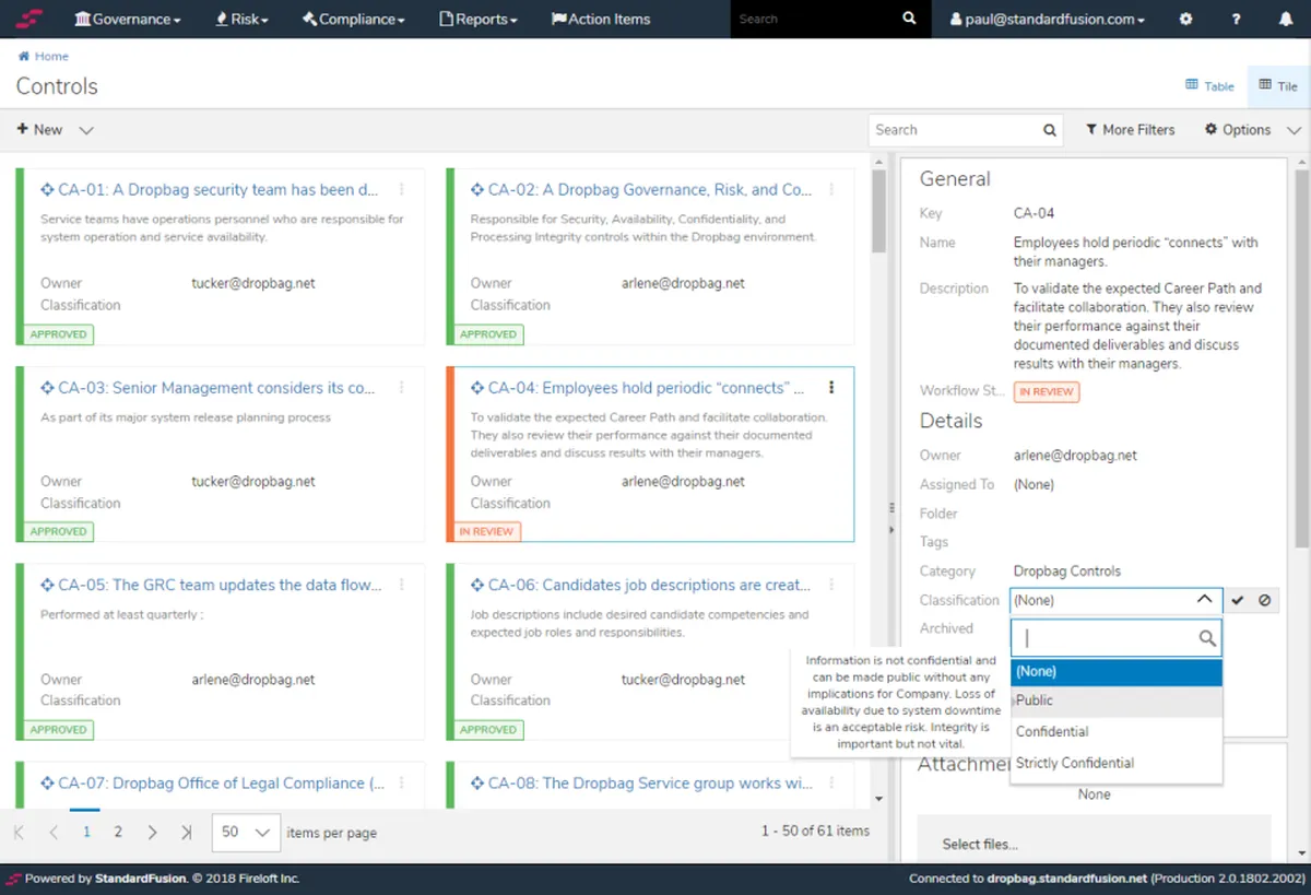 StandardFusion : test de l'interface de ce logiciel de gestion des risques pour entreprise