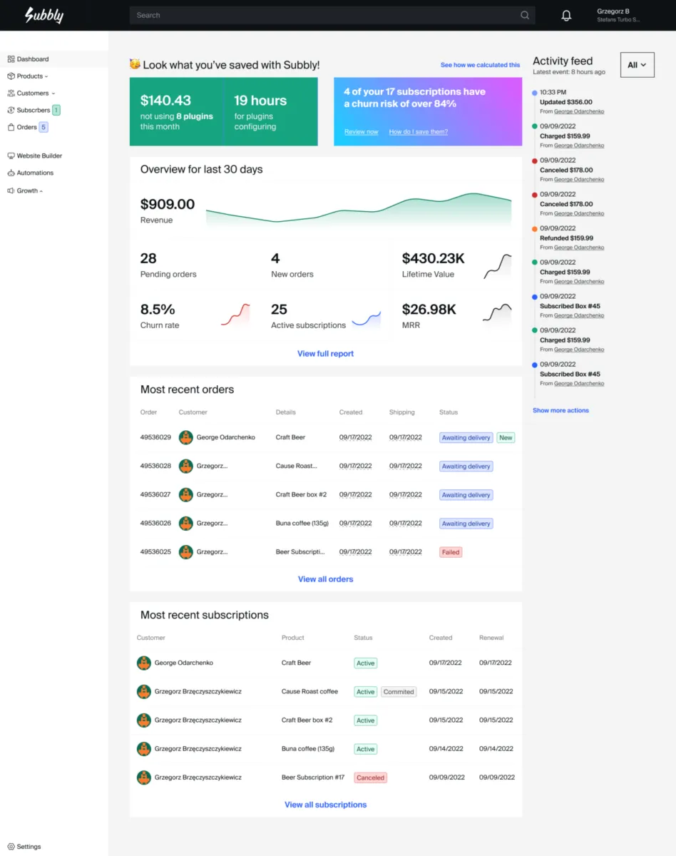 Subbly : test de l'interface de ce logiciel de facturation récurrente / abonnements pour entreprise Subbly : test de l'interface de ce logiciel de facturation récurrente / abonnements pour entreprise