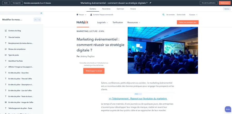 Suite CRM de HubSpot : capture d'écran : CMS Hub : blog Suite CRM de HubSpot : capture d'écran : CMS Hub : blog