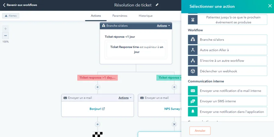 Suite CRM de HubSpot : capture d'écran : Service Hub : ticket Suite CRM de HubSpot : capture d'écran : Service Hub : ticket