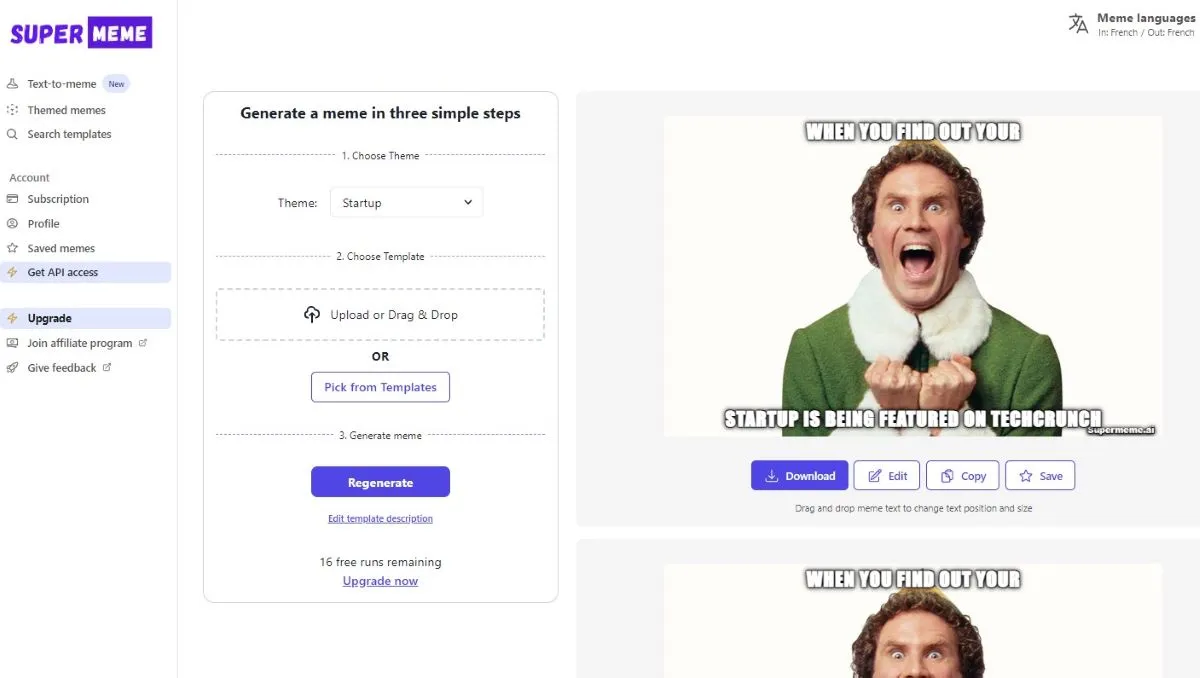 Supermeme : test de l'interface de ce générateur de mèmes pour entreprise Supermeme : test de l'interface de ce générateur de mèmes pour entreprise