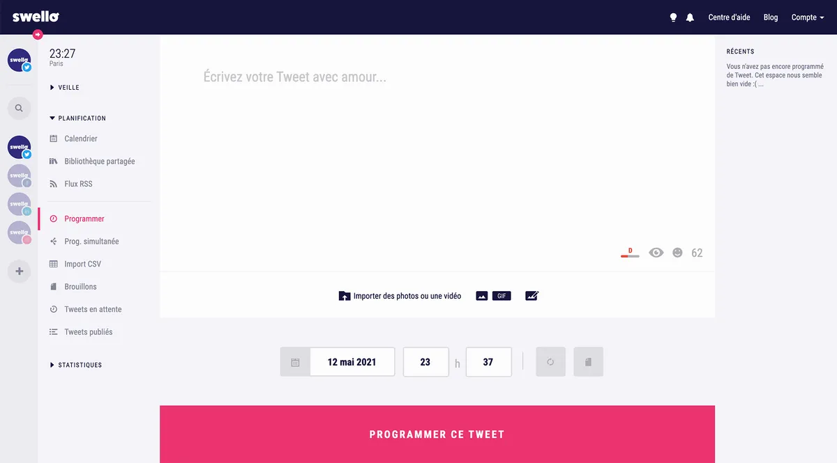 Swello : test de l'interface de ce logiciel de gestion des réseaux sociaux pour entreprise
