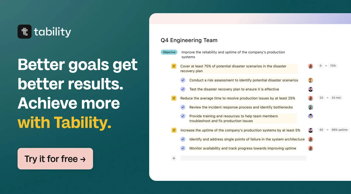 Tability : test de l'interface de ce logiciel OKR pour entreprise